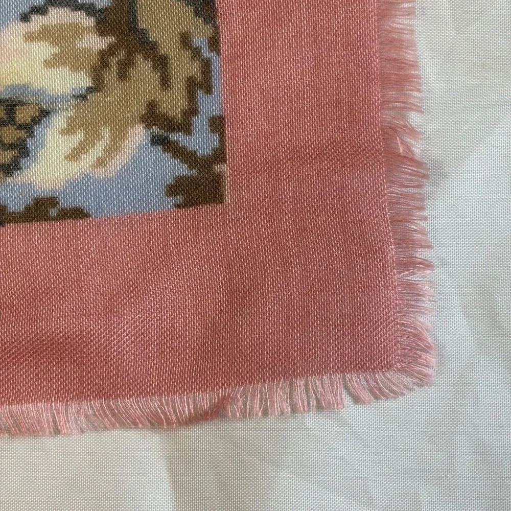 Vtg Glentex Scarf Cottagecore Whimsigoth Floral Bird Print Japan Acrylic Square‎